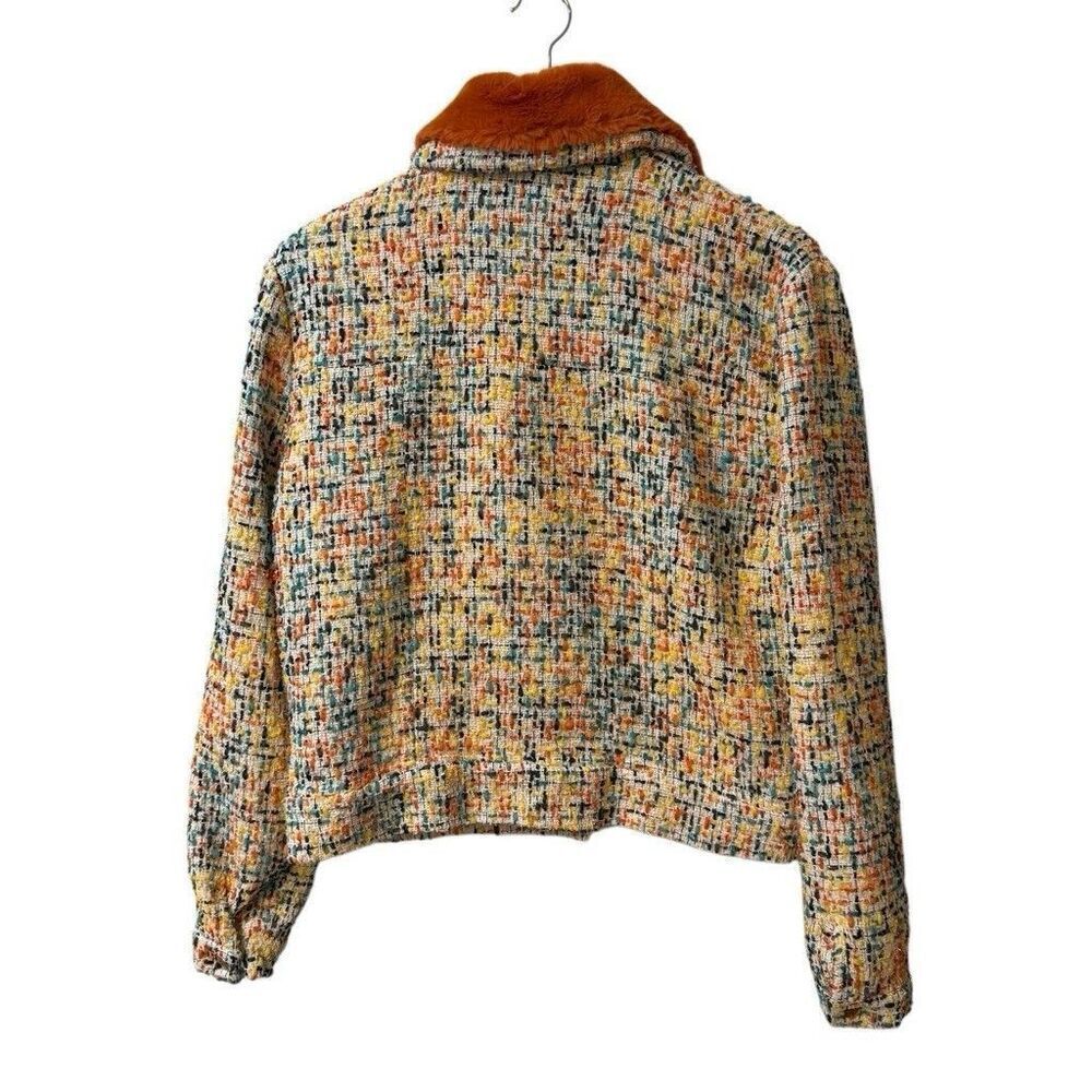 MADISON.MAISON Faux Fur-Collar Tweed Jacket Size Large NWT $795 - Picture 2 of 16